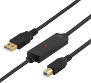 Deltaco USB-EX10M USB 2.0 Printer Verlengkabel - 10 meter met versterker - Zwart