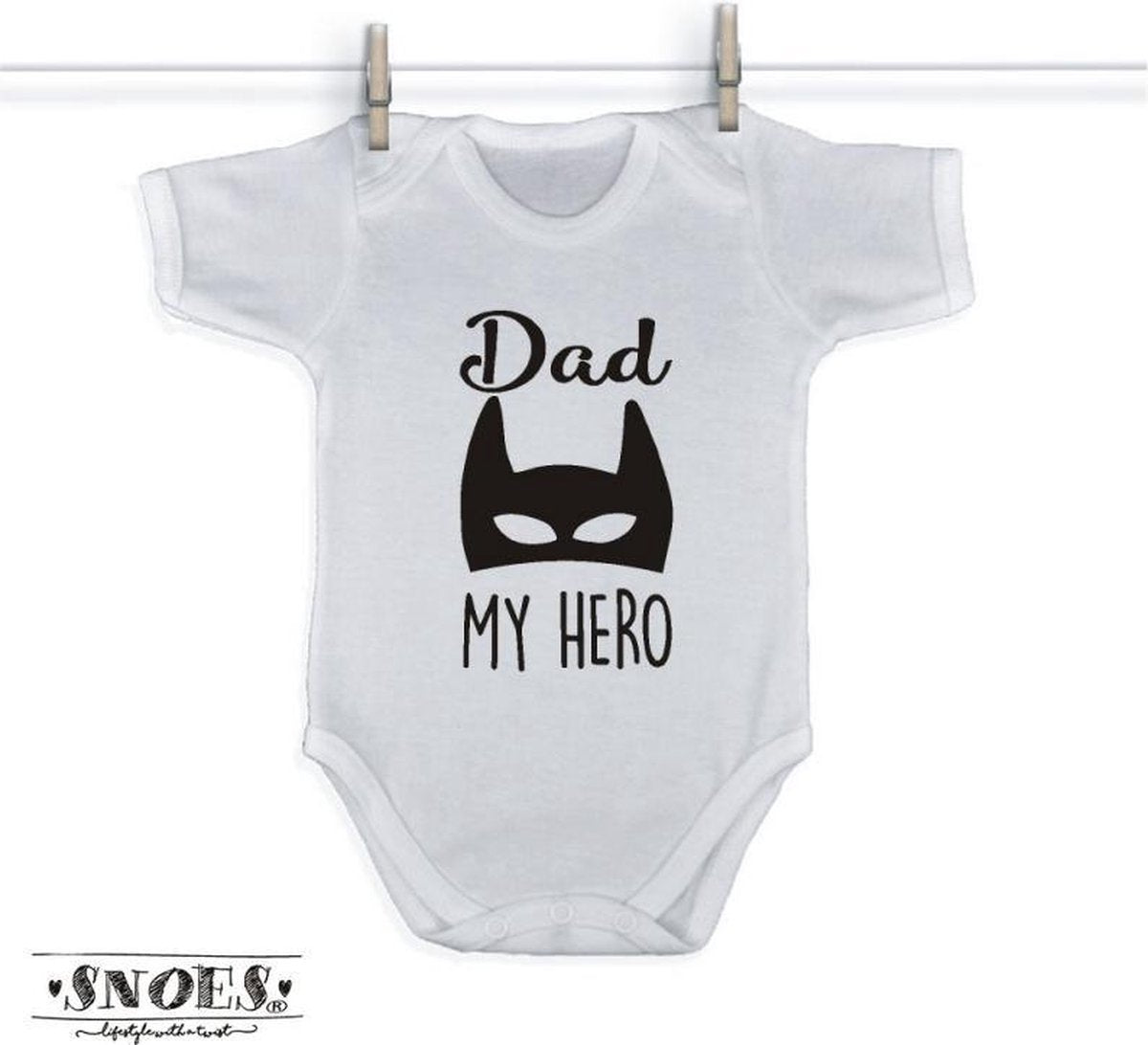 Rompertje Dad Hero - Wit/Zwart - Maat 62/68