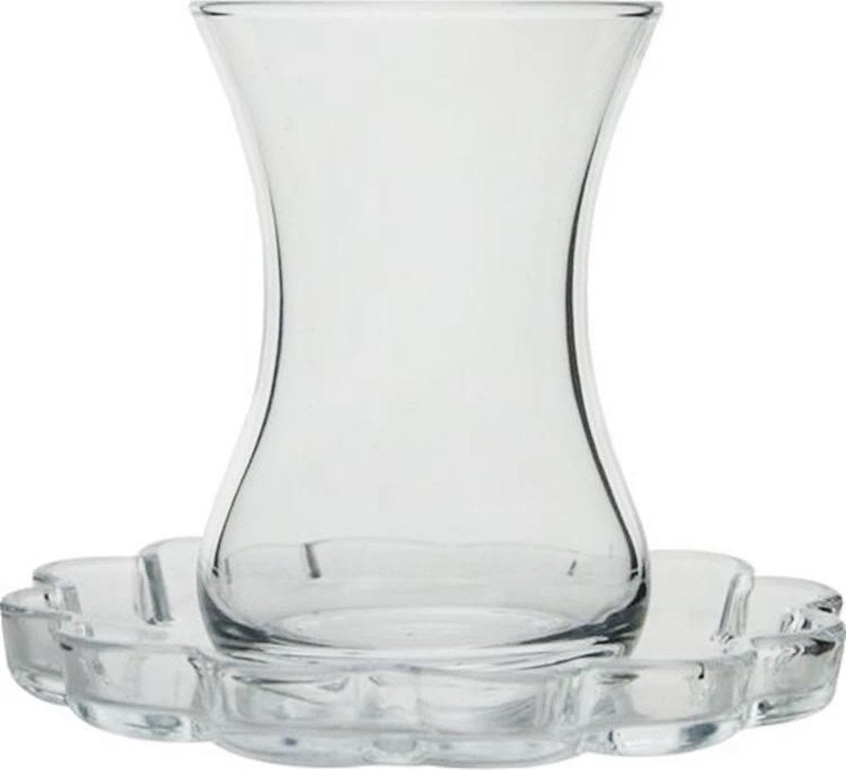 Pasabahce Melis - Turkse Theeglazen Met Schoteltjes - Set van 6 - 125 mm