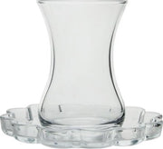 Pasabahce Melis - Turkse Theeglazen Met Schoteltjes - Set van 6 - 125 mm