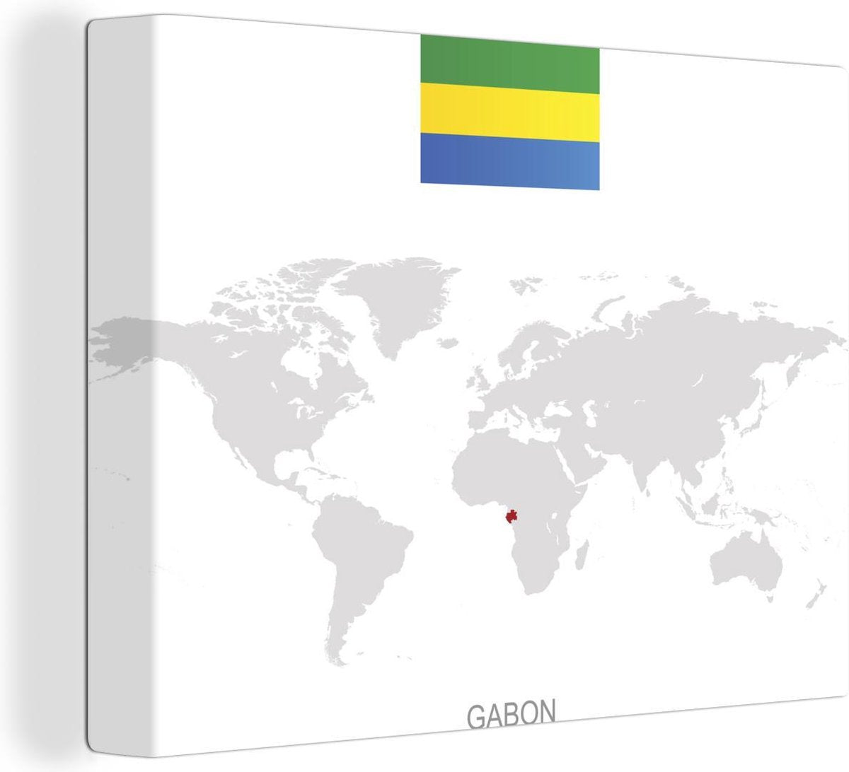 Canvas Illustratie van Gabon op de wereldkaart - 120x90 cm - Wanddecoratie