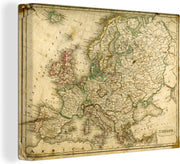 Groezelige wereldkaart van Europa - 120x90 cm - Canvas