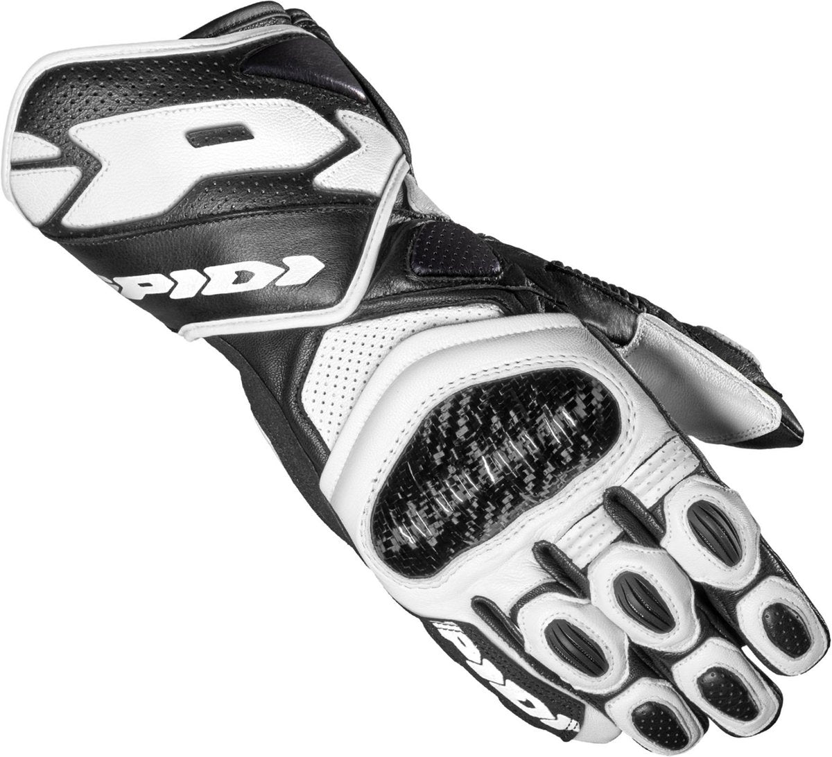 Spidi Carbo 7 Black White Motorcycle Gloves S