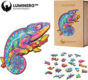 Luminero™  Houten Kameleon Jigsaw Puzzel - A4 Formaat Jigsaw - Unieke 3D Puzzels - Huisdecoratie - Wooden Puzzle - Volwassenen & Kinderen - Incl. Houten Doos