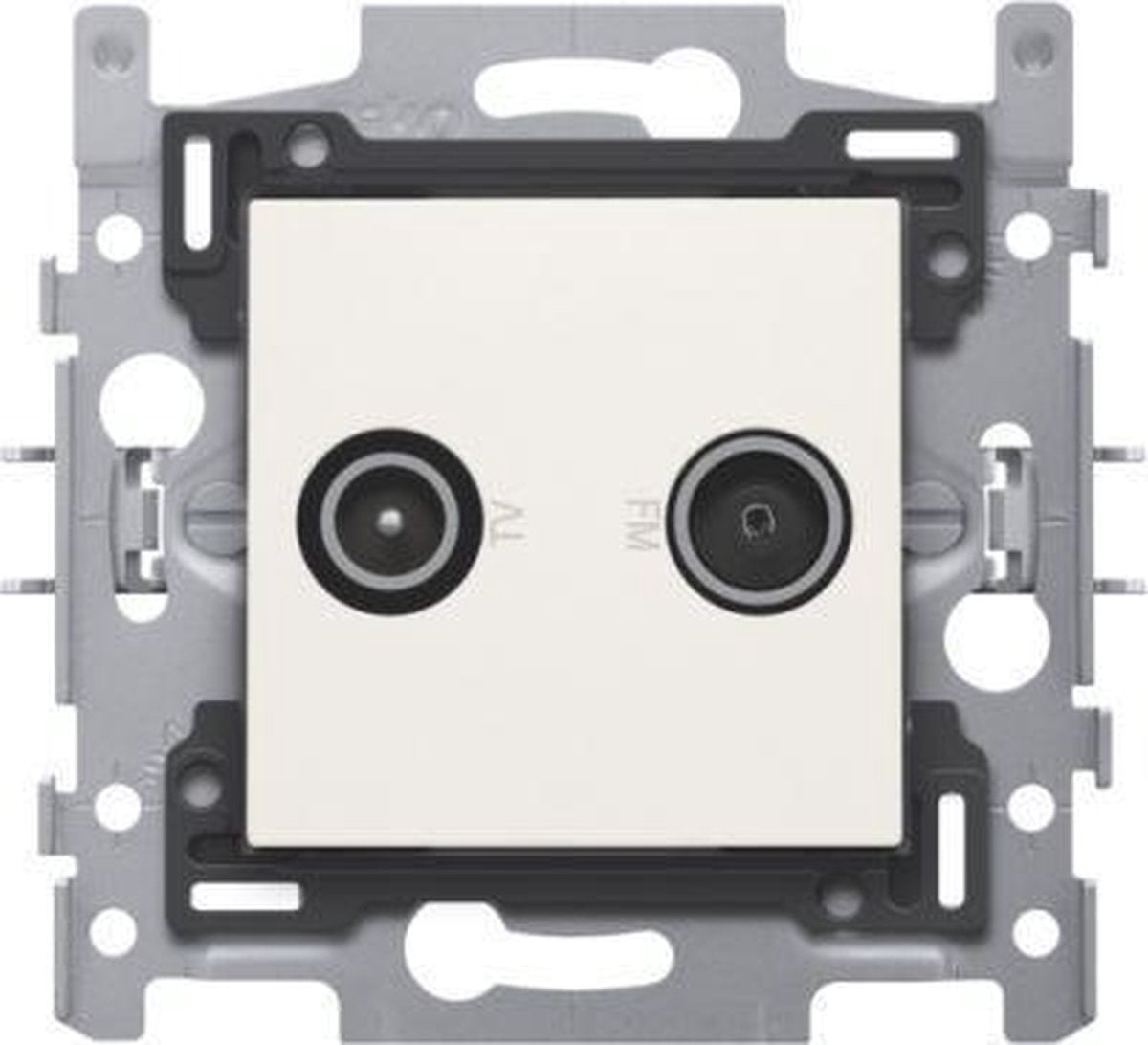 Coax-aansluiting 2x enkelvoudig EDU tv + FM. wit
