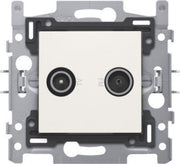 Coax-aansluiting 2x enkelvoudig EDU tv + FM. wit