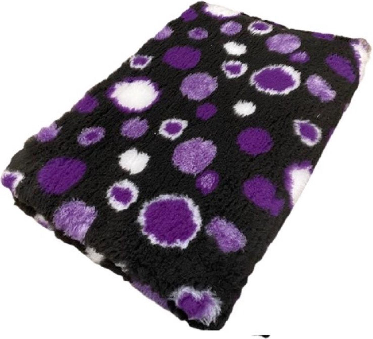 2 Stuks - Vetbed - Dierenmat - Dierenkleed - Hondenkleed - Circles Zwart Paars Wit - latex anti-slip 75 x 50 CM - Machine wasbaar