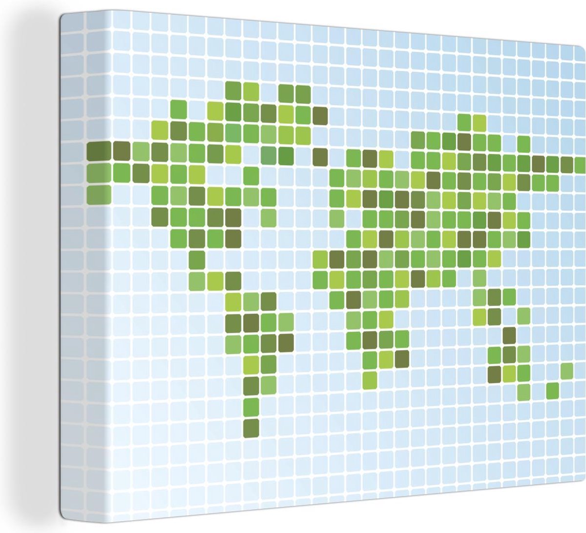 Canvas Moderne wereldkaart met vakjes - 40x30 cm - Wanddecoratie