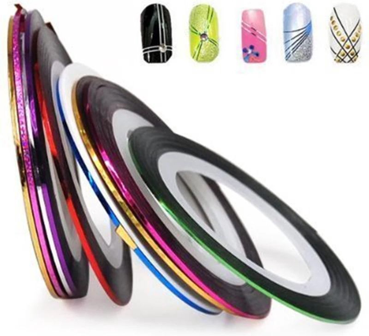10 Rolletjes Striper 1mm Nail Art Striping Tape / Sparkolia Decoratie Sticker Nagel / Multicolor Gemengde Kleuren