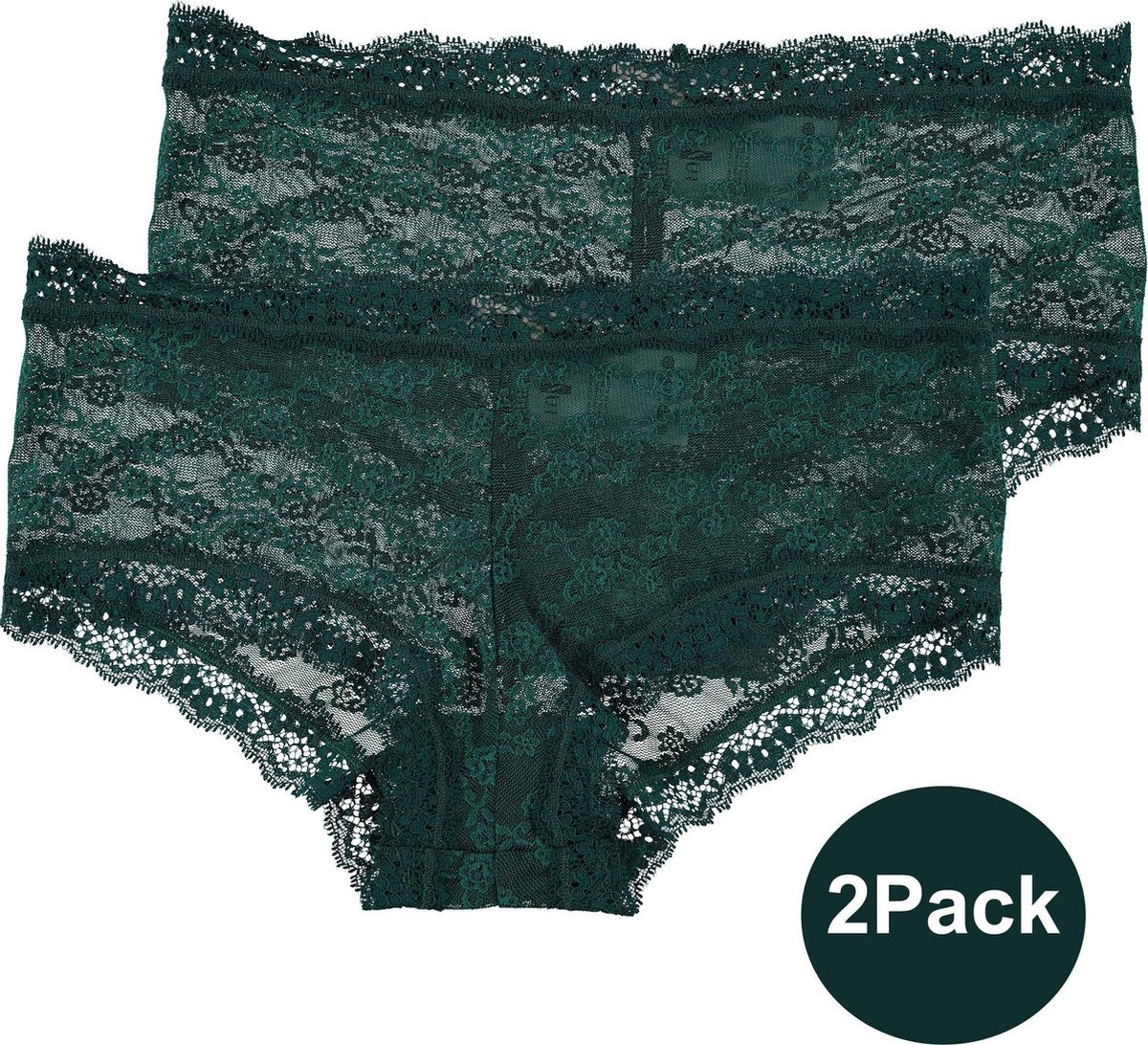 INSUA Dames Slips Kant Hipster 2Pack Petrol - Maat S