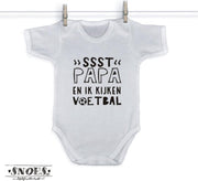Rompertje Ssst papa en ik voetbal - Wit/Zwart - Maat 62/68