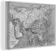 Canvas Klassieke wereldkaart zwart wit - 40x30 cm - Wanddecoratie