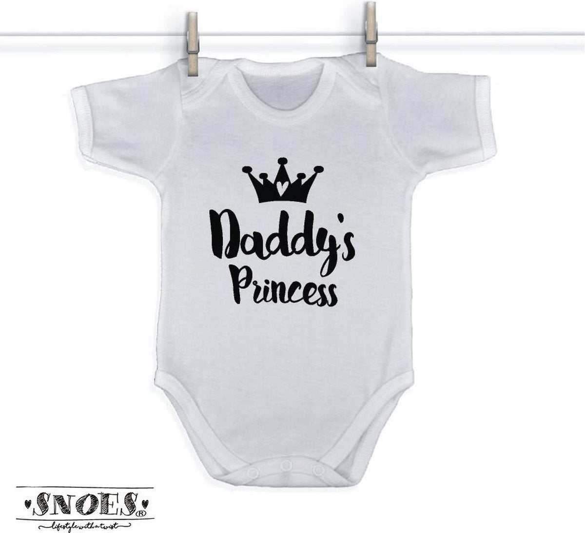 Rompertje Dady's Princess - Wit/Zwart - Maat 50/56