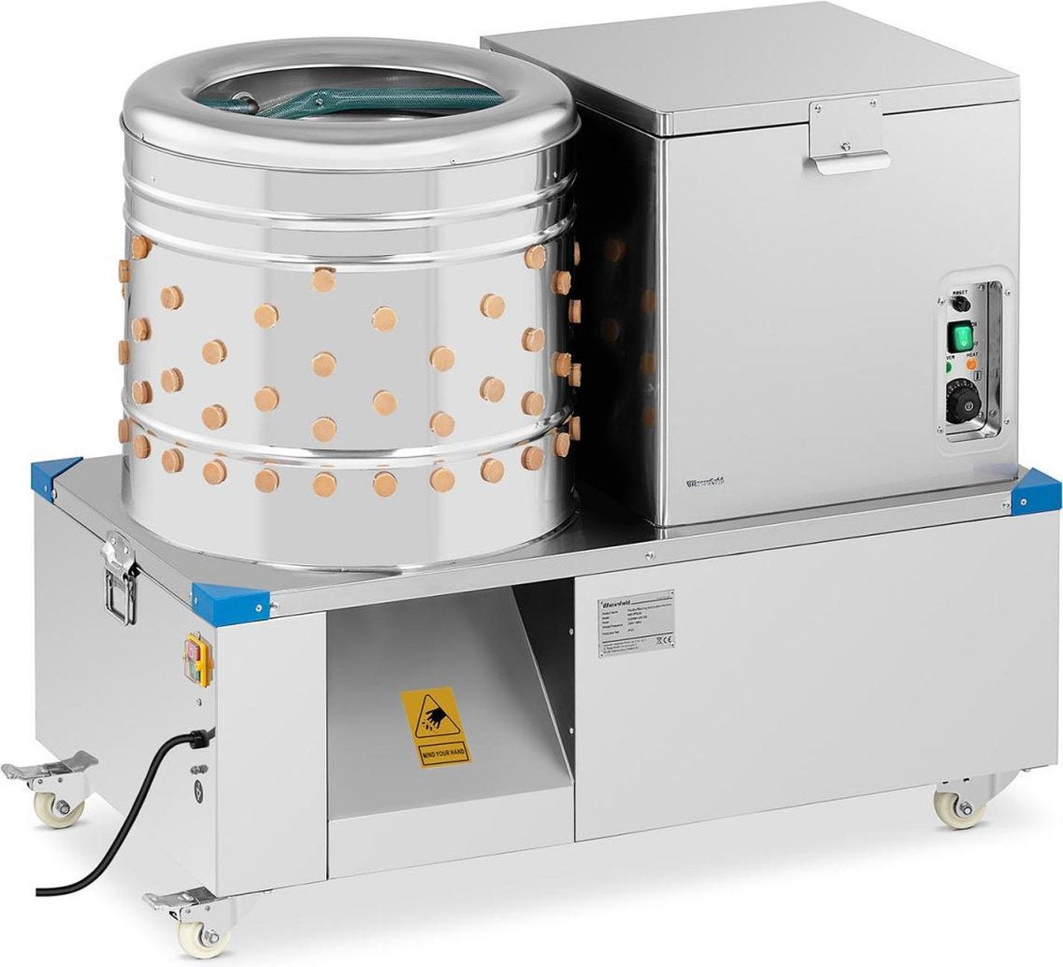 Wiesenfield 2-in-1 Plukmachine en broeiketel voor gevogelte - drum 55 cm - 3 - 4 kippen per minuut