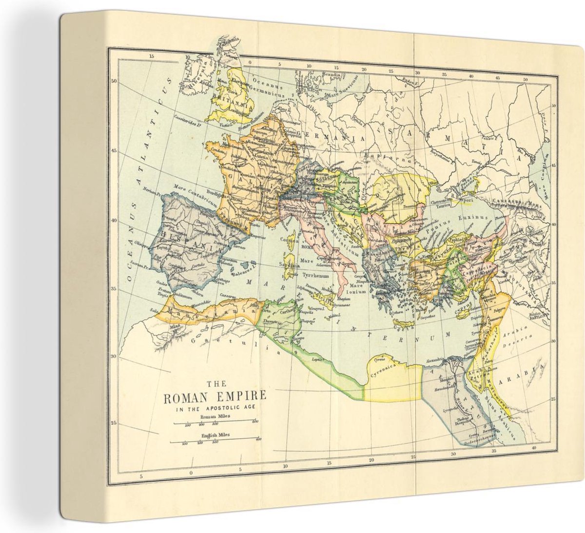 Canvas Klassieke wereldkaart Romeinse Rijk - 40x30 cm - Wanddecoratie