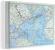 Canvas Klassieke wereldkaart Noordelijke Atlantische oceaan - 40x30 cm - Wanddecoratie