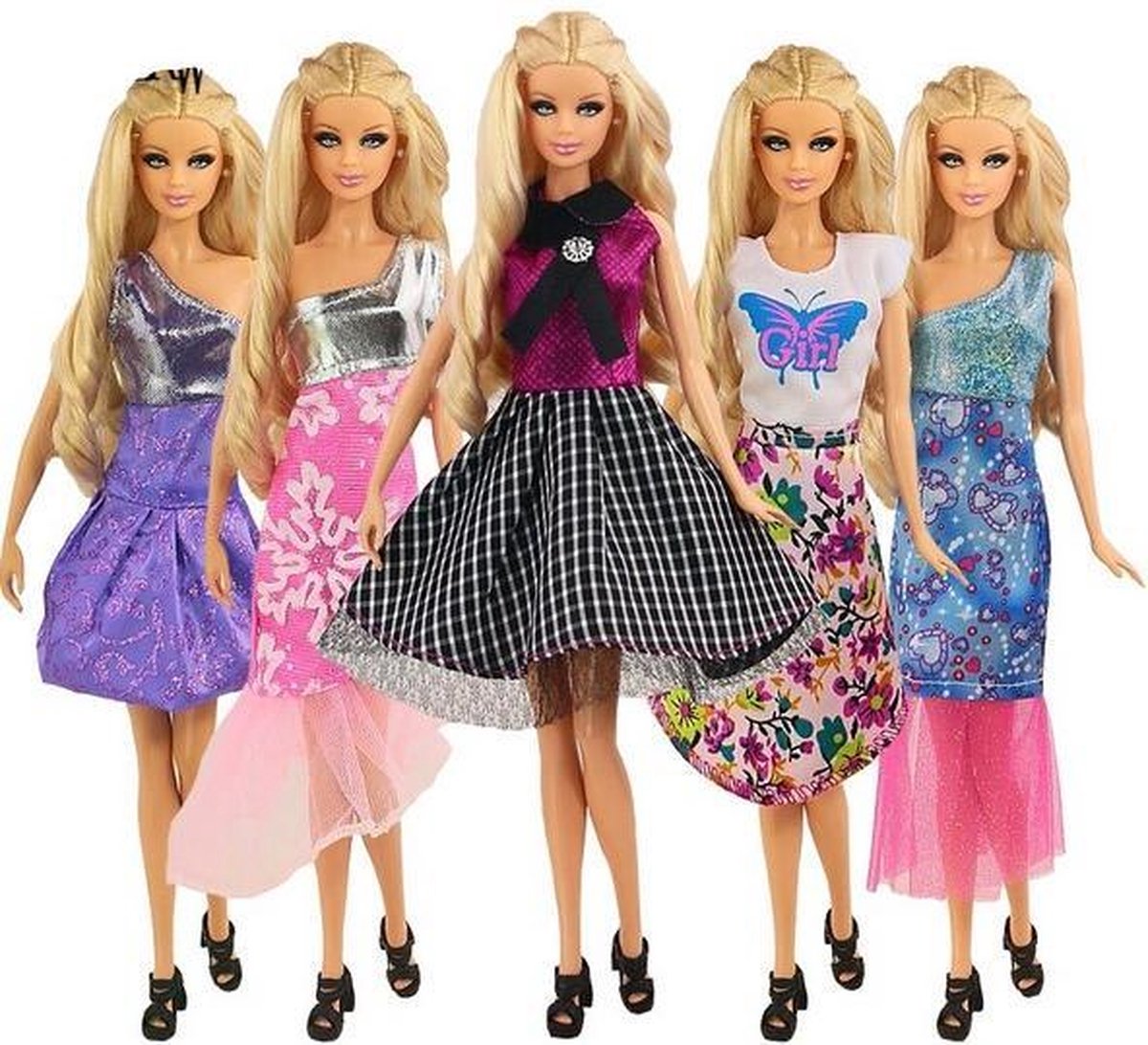 Mode poppen Kleding set met 5 feestelijke jurkjes - Past op barbie - Speelgoed meisjes