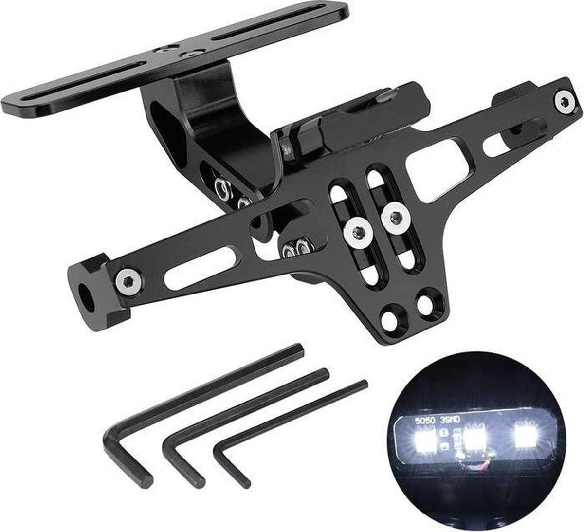 Universele Kentekenplaathouder Verstelbaar voor Motor - Tail Tidy - Fender Eliminator - Inclusief Kentekenplaatverlichting