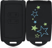 kwmobile autosleutelhoes voor Renault 4-knops Smartkey autosleutel (alleen Keyless Go) -Siliconenhoes in lichtgroen / blauw / zwart - Sleutelcover