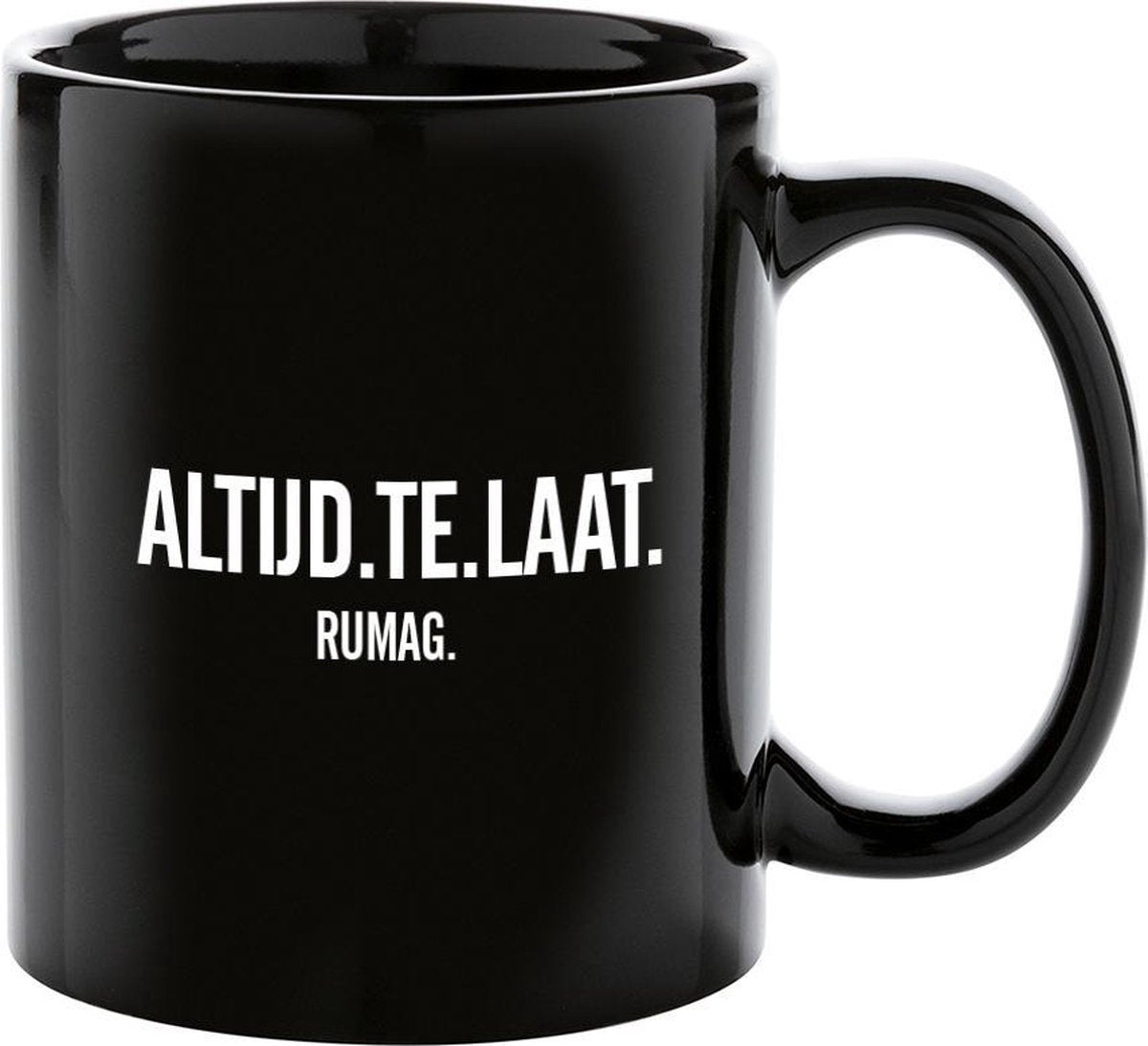 RUMAG Altijd te laat Mok Zwart