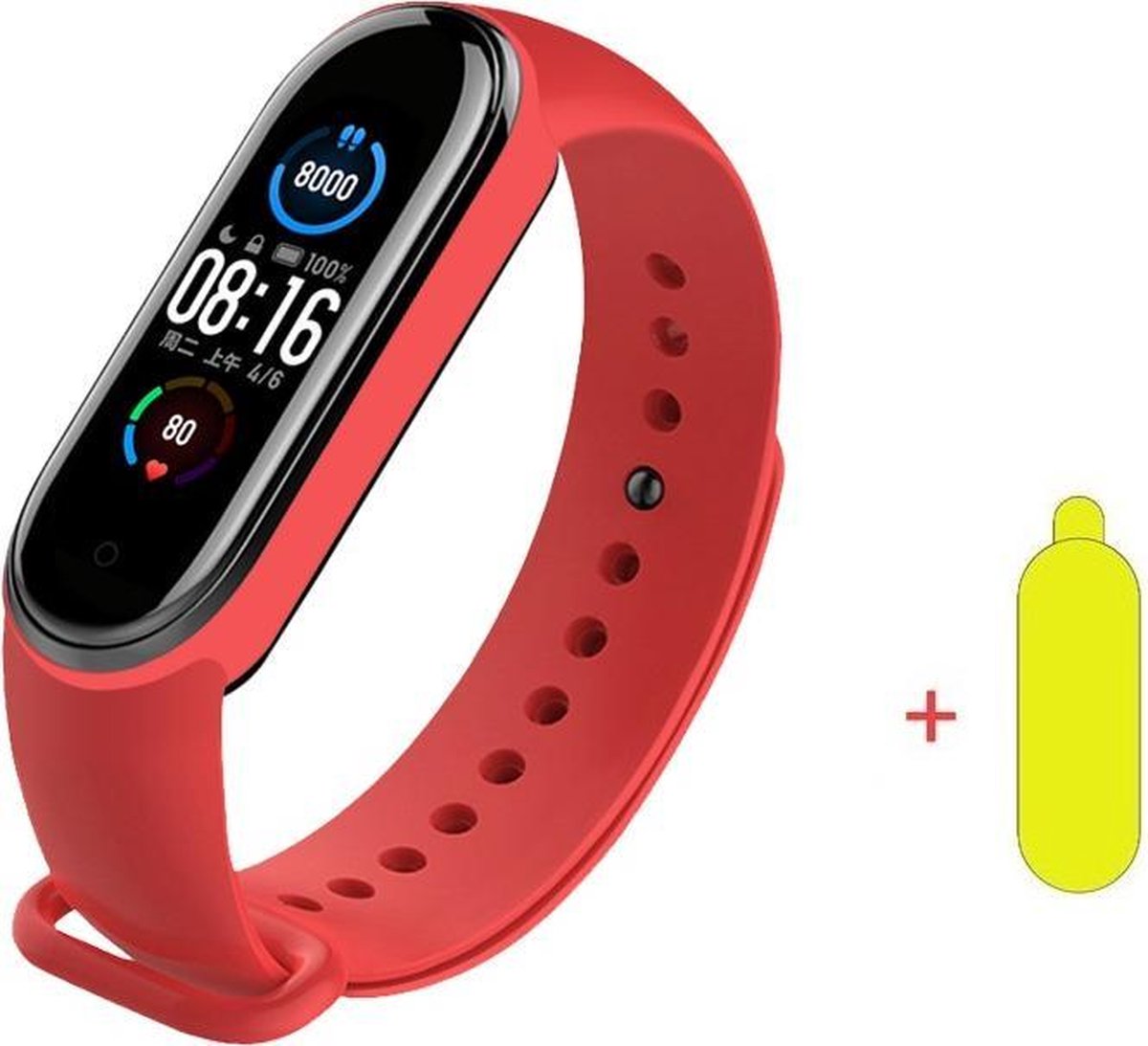 Smartwatch Stappenteller - Smartwatch Dames- Sport horloge - Activity tracker - Smartwatch Heren- Smartwatch Kinderen- Bloeddrukmeter - Hartslagmeter - Afstandmeter - Calorieënteller - Fitness meter- Screenprotector - Smartwatch Android & iOS- Rood