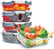 KitchenBrothers Meal Prep Bakjes - 5 Stuks - Luchtdichte Deksel - BPA vrij - 1 Liter - Glas