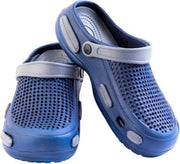 Sandalen klompen met uitneembaar voetenbed marineblauw/zilver maat 44
