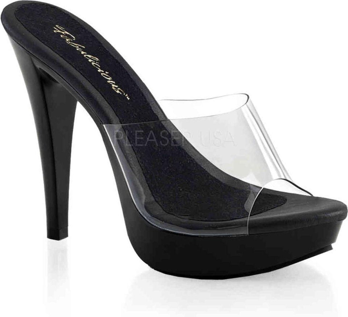 Fabulicious Muiltjes met hak -41 Shoes- COCKTAIL-501 US 11 Zwart/Transparant