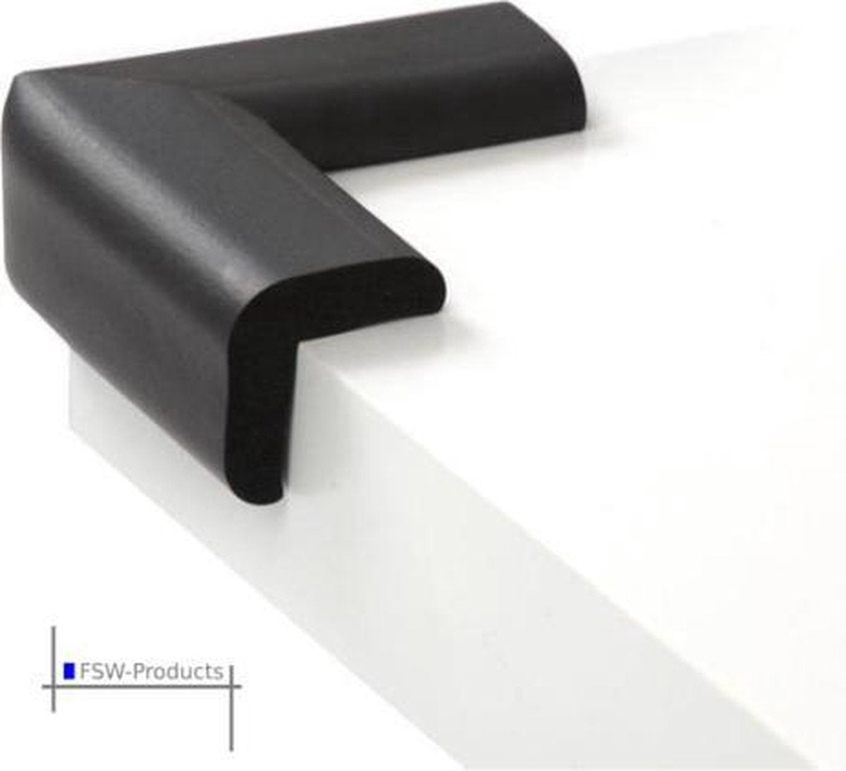 FSW-Products - 4 Stuks - Tafel Hoekbeschermers Set - Zwart - Tafelhoek Beschermers - Beschermhoeken - Veiligheid Baby Peuter en Kind - Zelfklevende tafelhoek beschermers - Met bevestiging materiaal - Zelfklevende buffers - Tafelbuffer – Foam