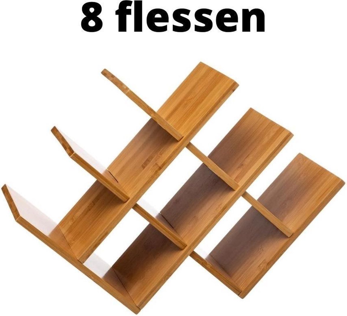 Orange85 Wijnrek - Bamboe - voor 8 flessen - Raster - Opslag - Bruin - Rek voor wijn - 46.5 x 16.5 x 31 cm