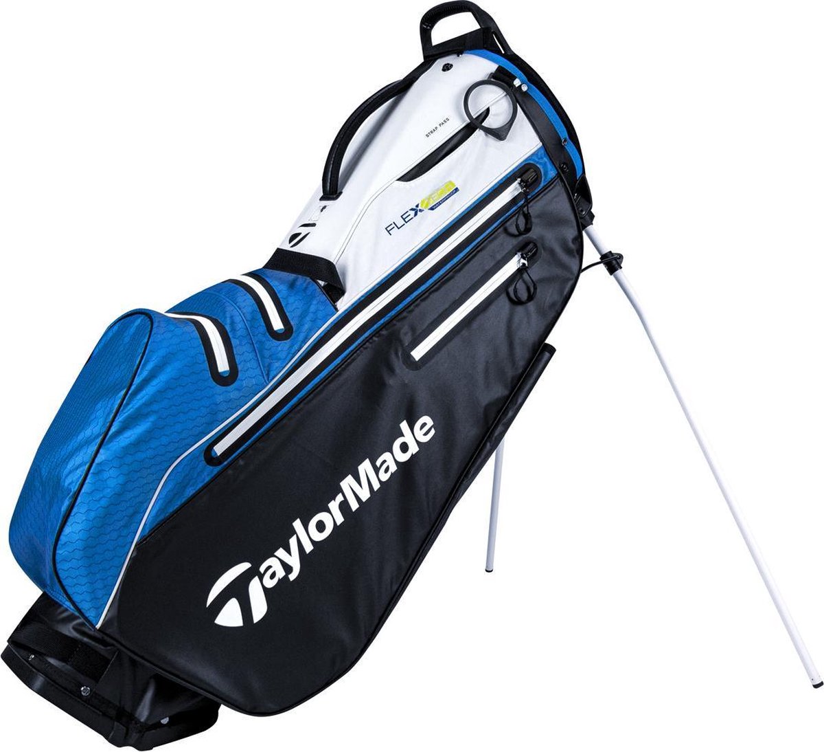 TaylorMade Flextech Waterproof Standbag 2021 - Zwart Wit Blauw