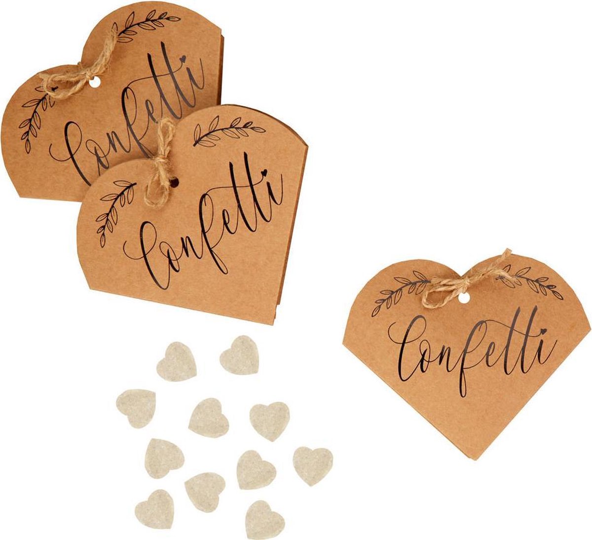 Biologisch afbreekbare bruiloft confetti - Kraft hart - 5 stuks