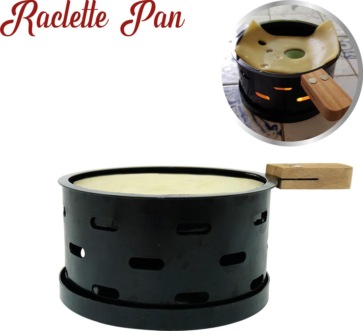 Raclette pan met theelichtjes opwarmsysteem