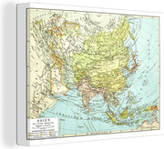 Canvas Klassieke wereldkaart Azië - 40x30 cm - Wanddecoratie