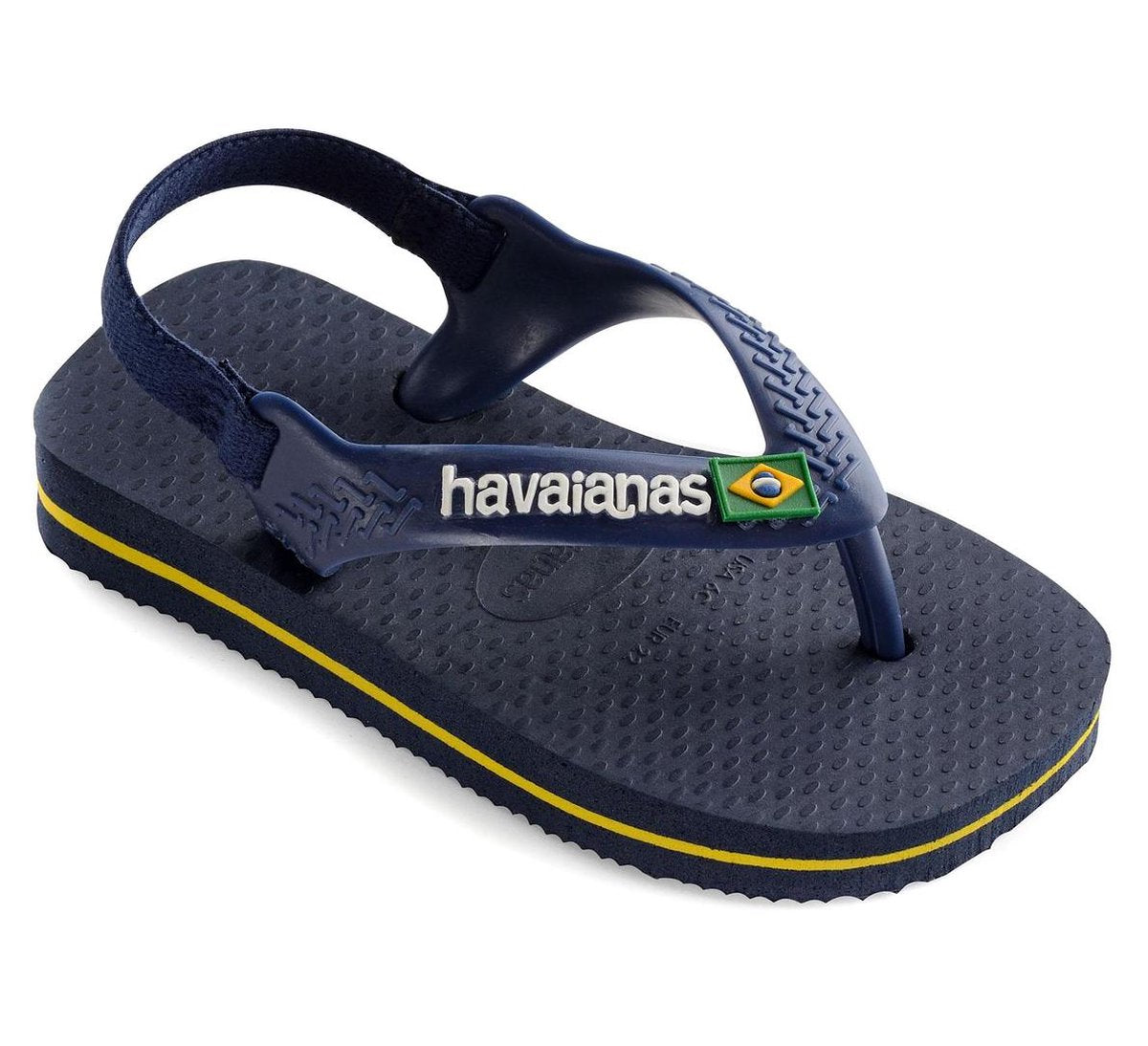 Havaianas Baby Brasil Logo II Jongens Slippers - Navy Blue/Citrus Yellow - Maat 22