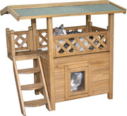 Rexa® Kattenhuis voor buiten | 77 x 50 x 73 cm | Opvouwbaar huisdierenhuis | Dierenhuis warm voor hond kat en konijn | Kattenbed | Poes poezen mand | Katten bed