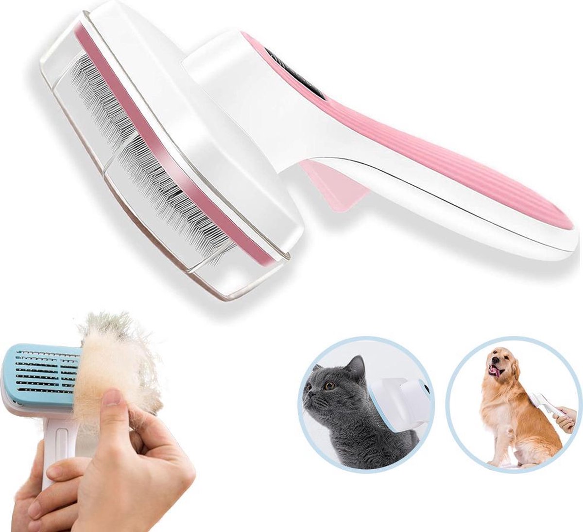 Lubadoo® - Kattenborstel - Hondenborstel - Kattenkam - Kattenhaar - Hondenhaar - Huisdierhaar verwijderaar - Haarverwijderaar voor huisdieren - Langharig - Kortharig - Roze