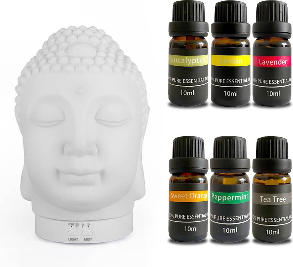 Flavorett Keramische Aroma diffuser - Incl.  6 Etherische Olie – Luchtbevochtiger – Geurverspreiders