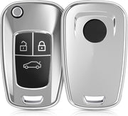 kwmobile autosleutelhoes voor Opel 3-knops inklapbare autosleutel - TPU beschermhoes in hoogglans zilver