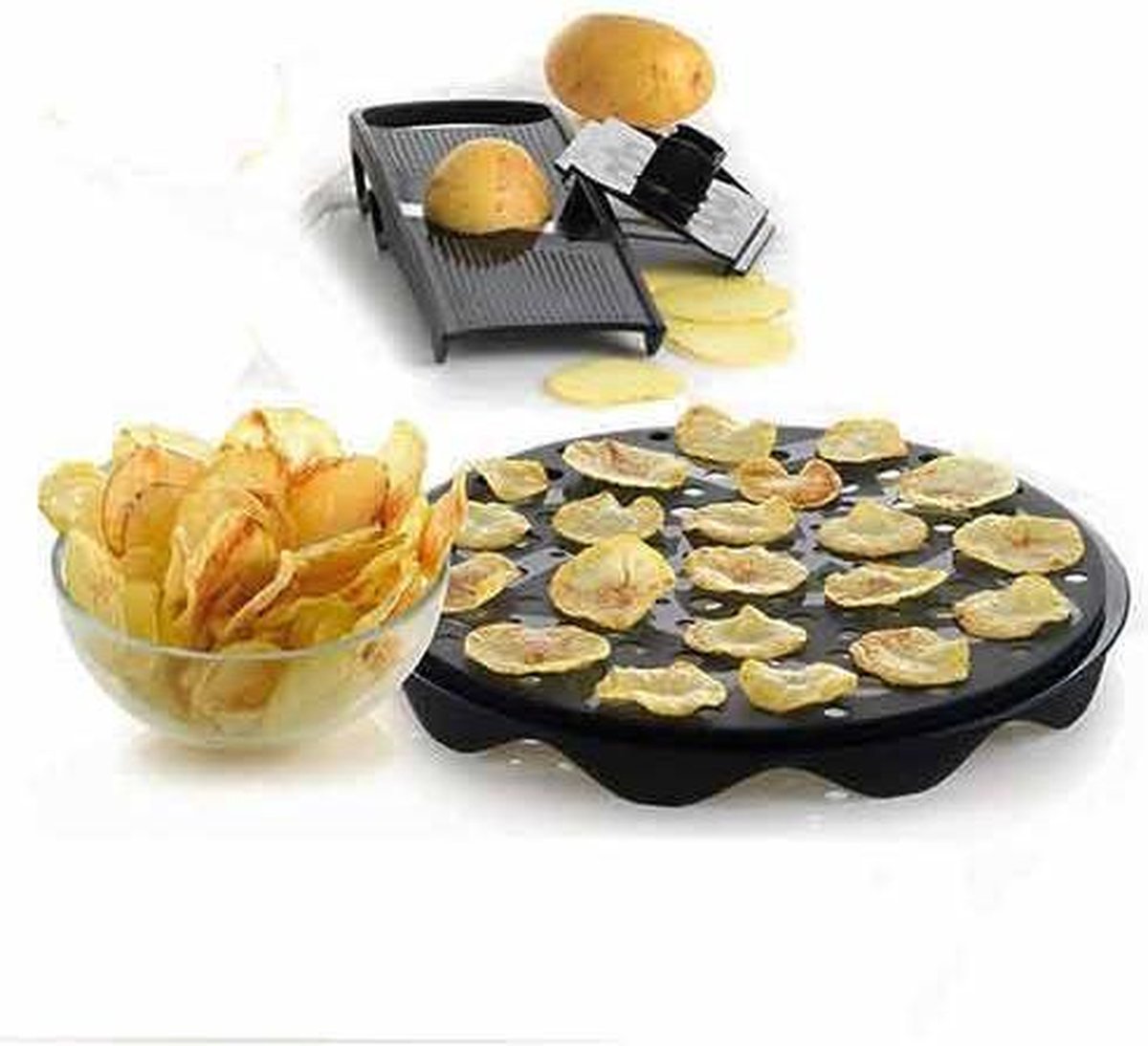 Mastrad Chipsmaker - Siliconen - Met mandoline - Zwart