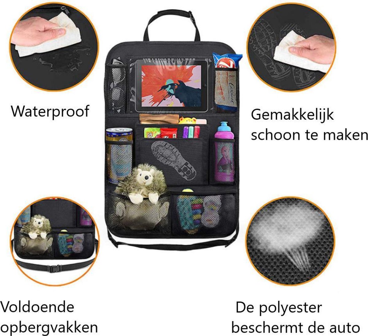 Universele Auto Organizer met Tablet Houder - Zwart - 2 Stuks