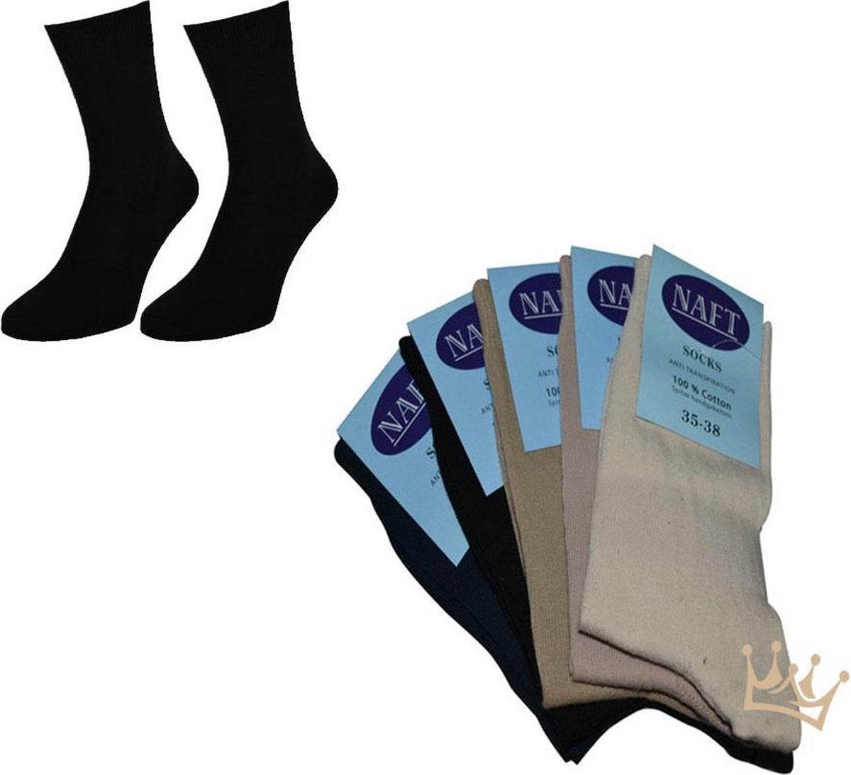 100% katoenen dames sokken - Zomer sokken - Anti transpiratie - Naadloos - Beige - 5 paar - Maat 35-38