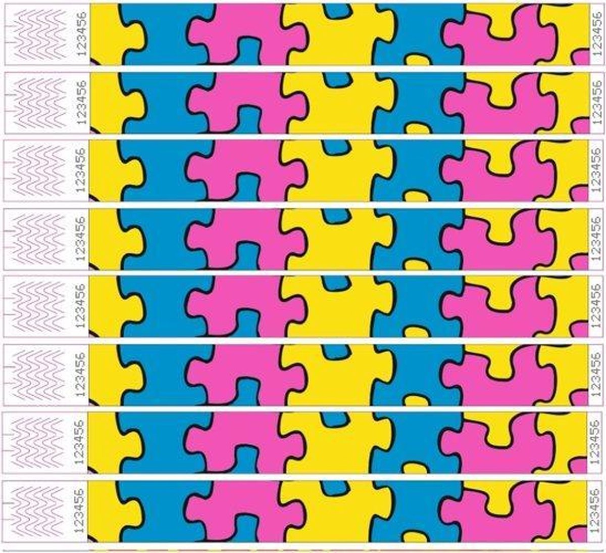 100 brede polsbandjes - puzzel motief - tyvek - CombiCraft
