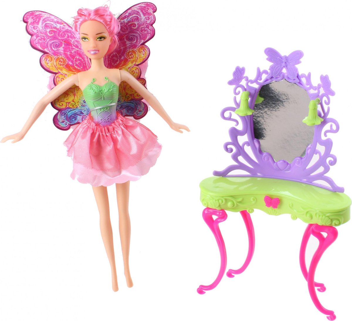 Pms Tienerpop Fee Met Opmaaktafel Groen/paars 30 Cm
