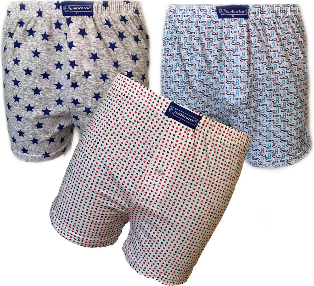 Embrator 3-stuks mannen Boxershorts Loose Fit katoen maat 3XL