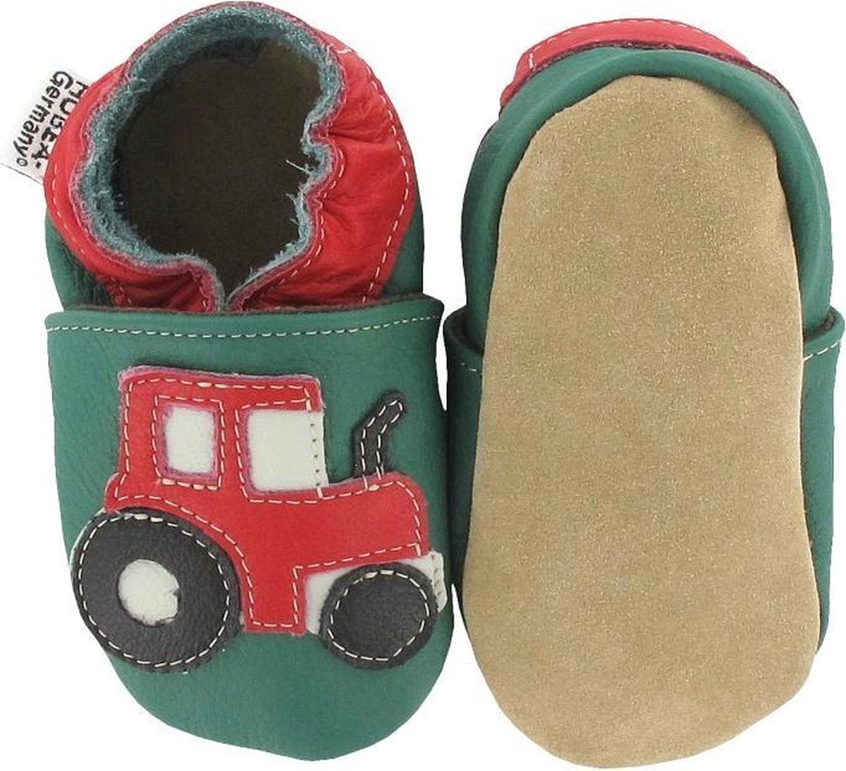 Hobea - babyslofjes - tractor - groen