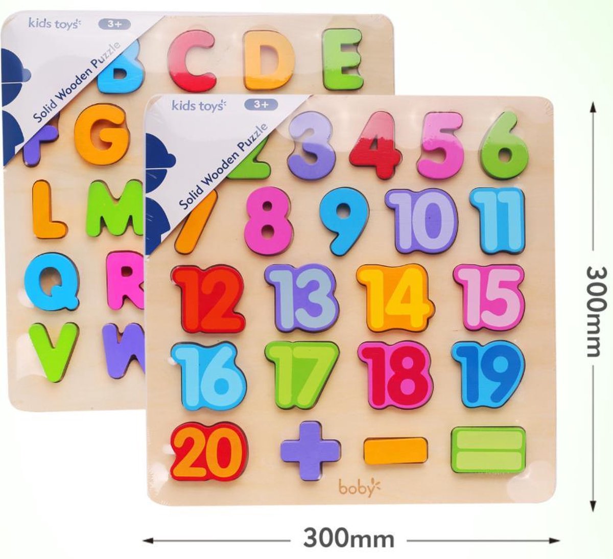 Twéé verschillende sets van Boby Hoofdletter en Nummer 1-20 houten - Alfabet en nummer puzzel - kinderpuzzel - vormenpuzzel - Educatief speelgoed voor kinderen - Puzzels voor Peuter vanaf 2 jaar