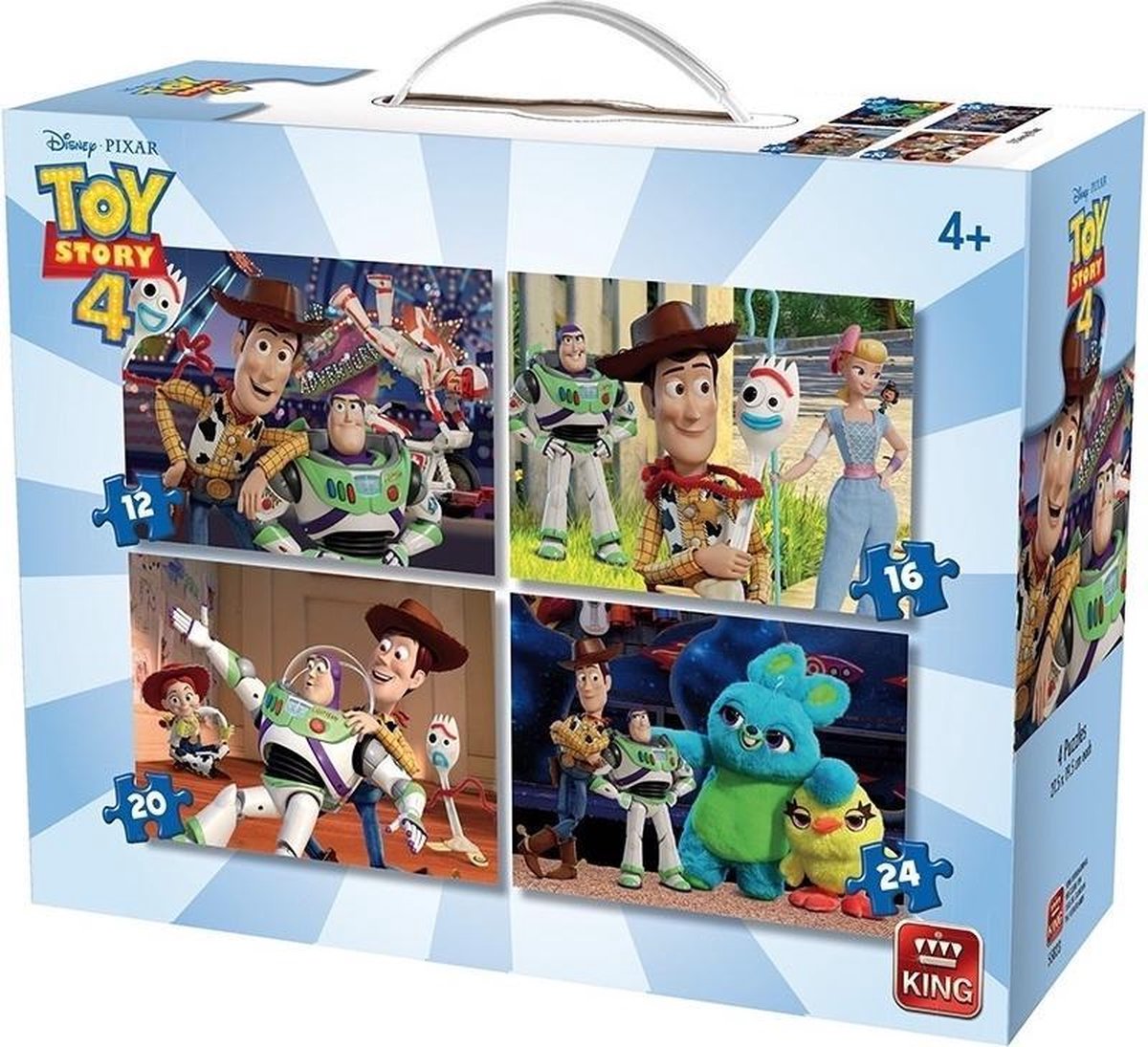 Disney 4 in 1 Puzzel Toy Story - Vier Kinderpuzzels in een Koffertje - King