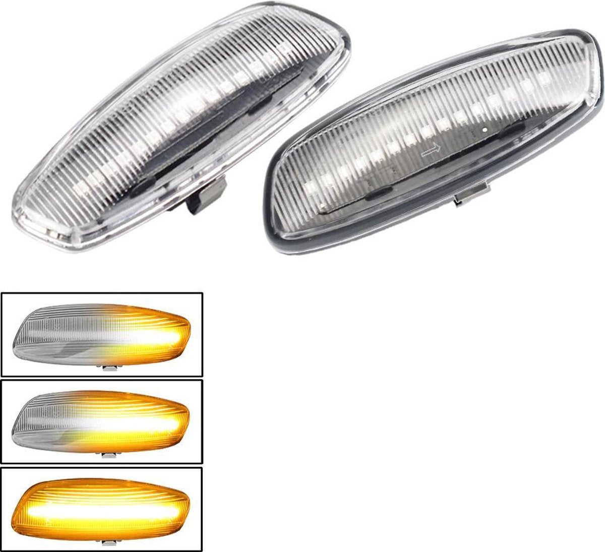 LED Dynamic Zijknipperlichten voor Peugeot 207 308 3008 5008 RCZ / Wit - Transparant