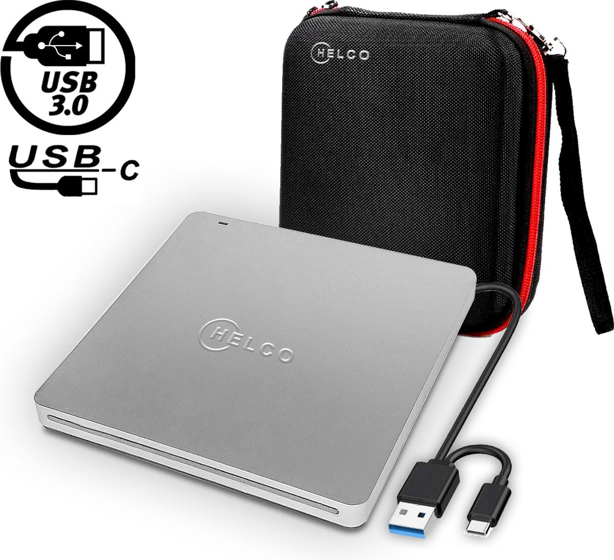 Helco® Externe SuperDrive - CD/DVD Speler en Brander voor Laptop of Desktop – Windows